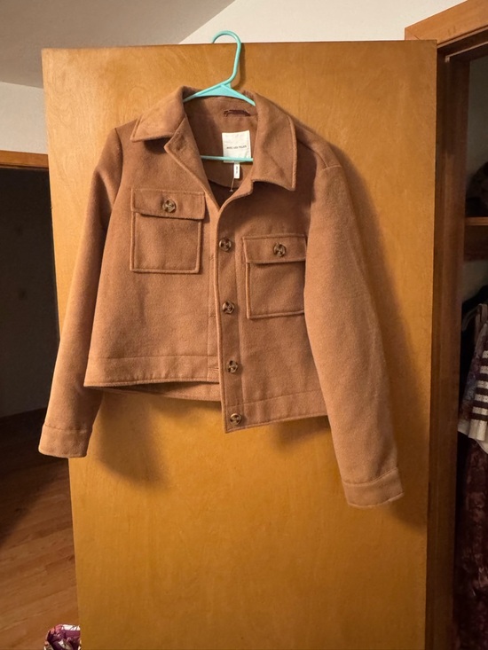 Avec Les Filles Jackets & Blazers - Avec Les Filles Cropped Brown Wool-Blend Bomber Jacket
